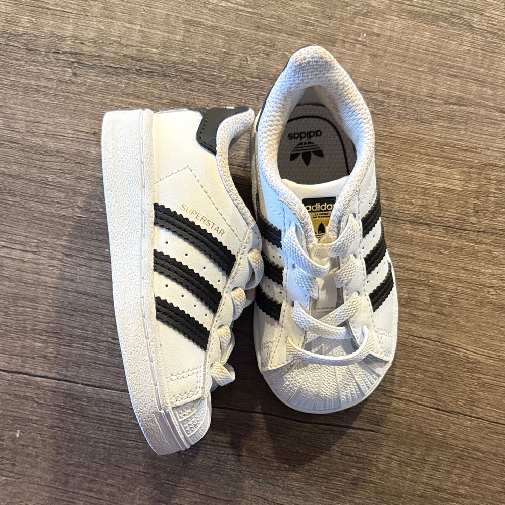 Adidas Kids Superstar White with Black Stripes